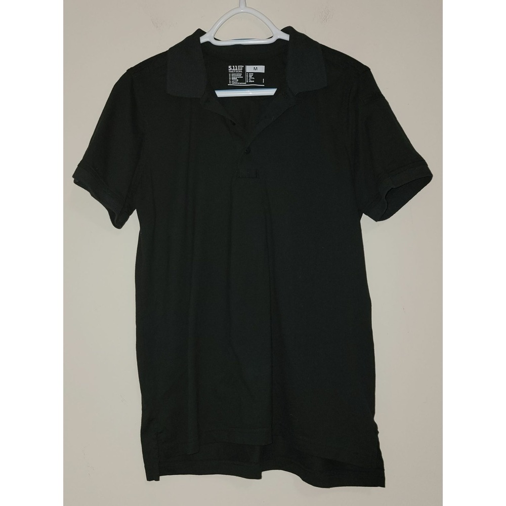 5.11 Tactical Polo Shirt Black Short Sleeve Mens Medium Performance‎ Work Casual